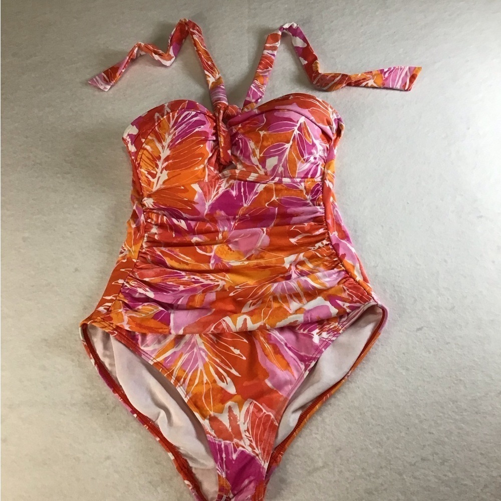 Polo Ralph Lauren Orange and Pink One Piece Swimsuit - Picture 3 of 6